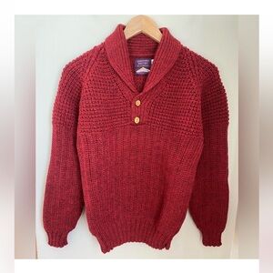 Northern Watters Knitwear Two-Button Popcorn Shawl Collar Pullover 100% Wool